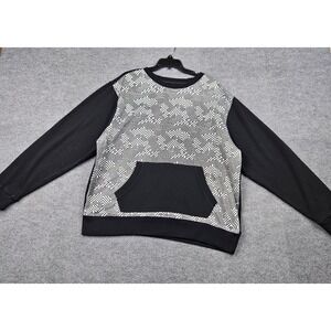 Enyce Mens 4XL Sweatshirt Black White Geometric Maze Print Kangaroo Pocket